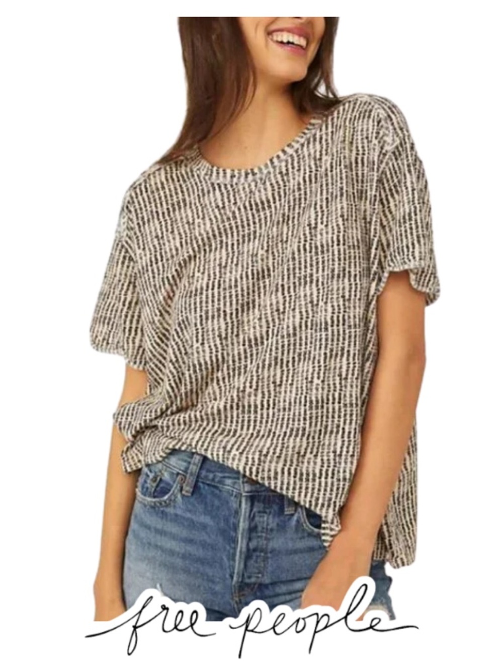 Free People | We The Free Bali Backpacker Linen Top Marled Print - Size L